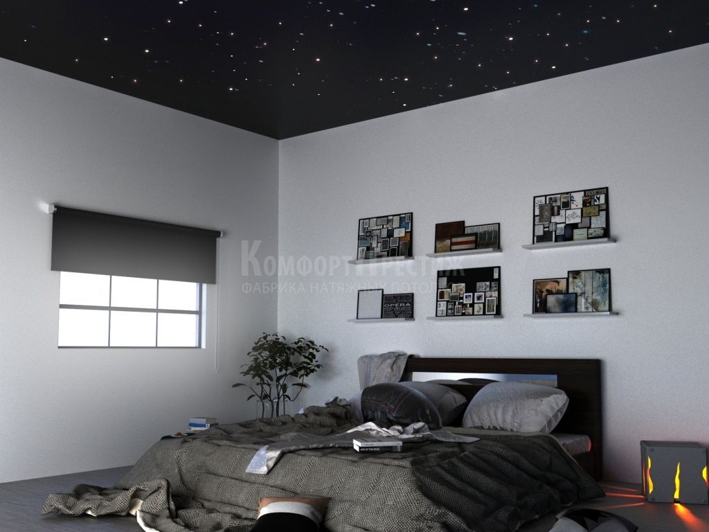 Натяжной потолок в спальне — 150 фото идей для современного интерьера